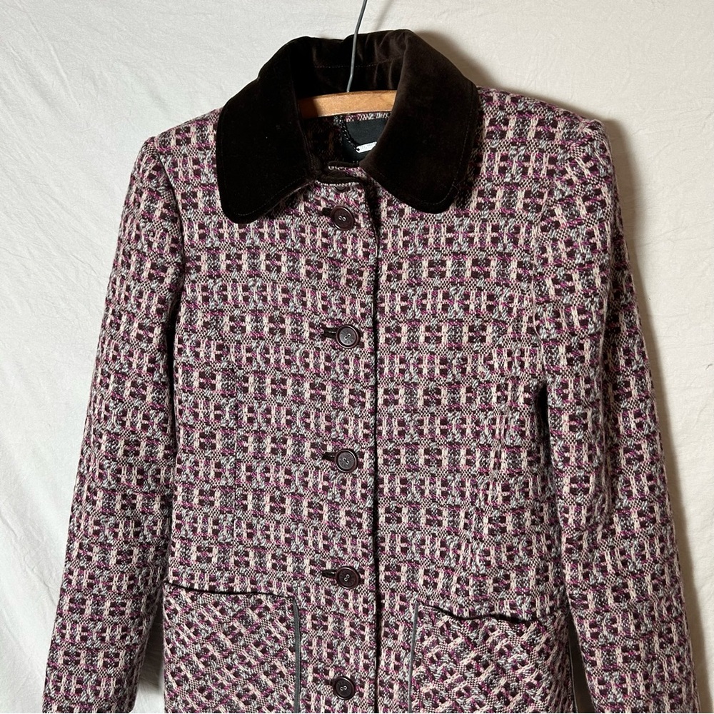 Ted Baker Vintage Wool Tweed Button Front Coat US 4-6 Small - Picture 2 of 6